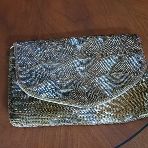 Beaded gold cutch purse